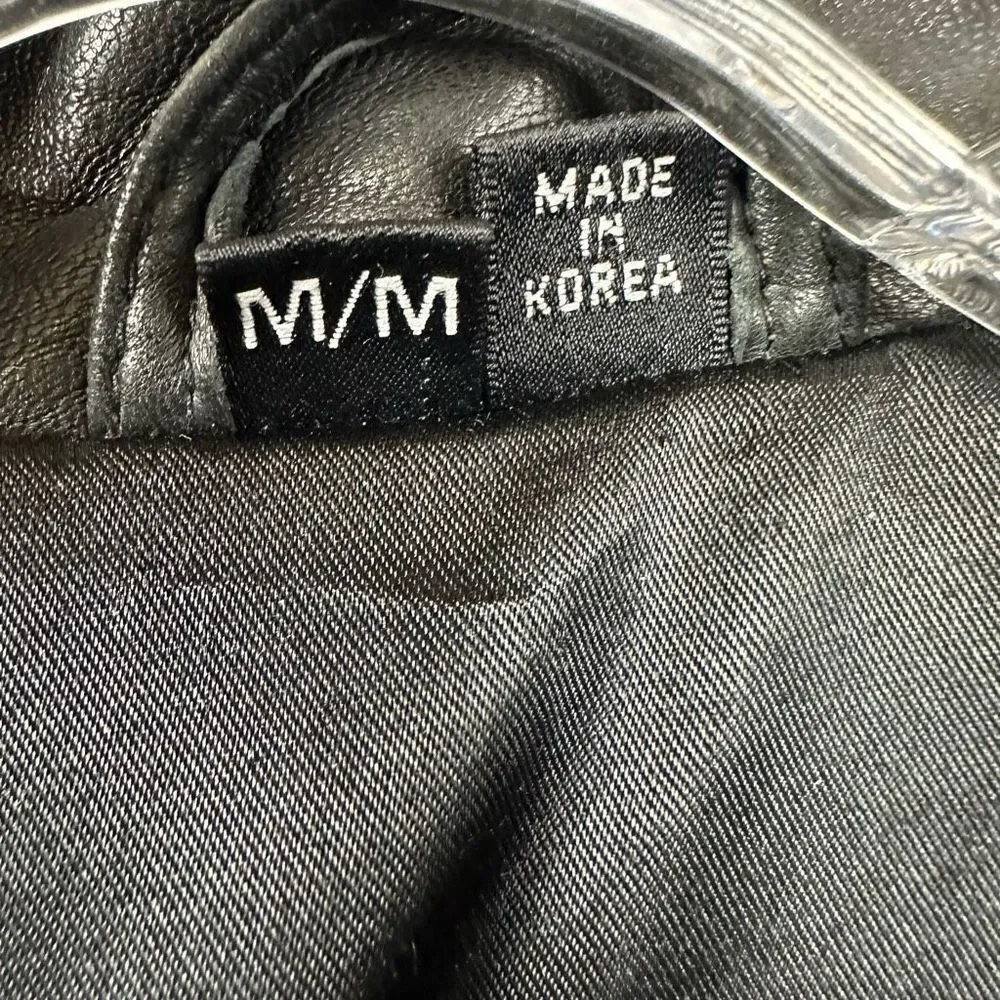 Andrew Marc Mens Lined Leather Jacket Buttery Soft Black Back Stitching Detail M
